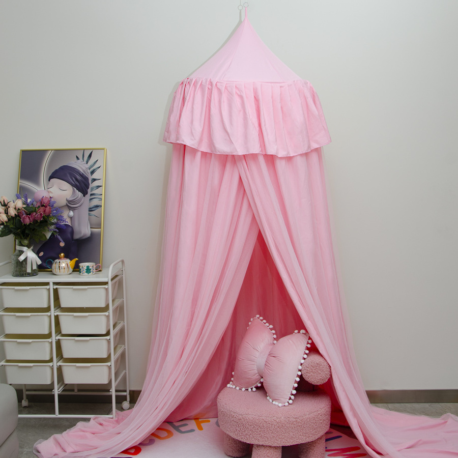 pink princess kids canopy for baby bed double layer