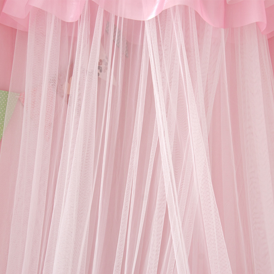 Baby mosquito net kids bed canopy pink and white lace top