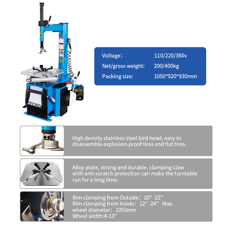 Tire removal equipment easy portable tyre changer machine tire changer combo fully automatic for car