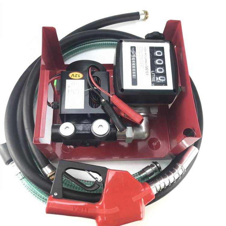 Mini Fuel Dispenser AC 230V Wall-mounted Electric Diesel Fuel Oil Dispensing Transfer Pump Kit Manual Fuel Nozzle Hose Meter