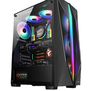 Desk RGB ATX PC Case Table Computer Gaming Case And Desk Two In One Combo Acrylic Black ATX Tower Desktop Computer Case Casing