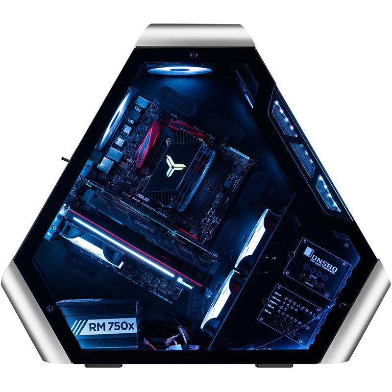 Hot Sale ATX Triangle Gaming Computer Case Support ATX Motherboard Liquid Cooler Support 10 Fans-Tempered Glass Front Panel