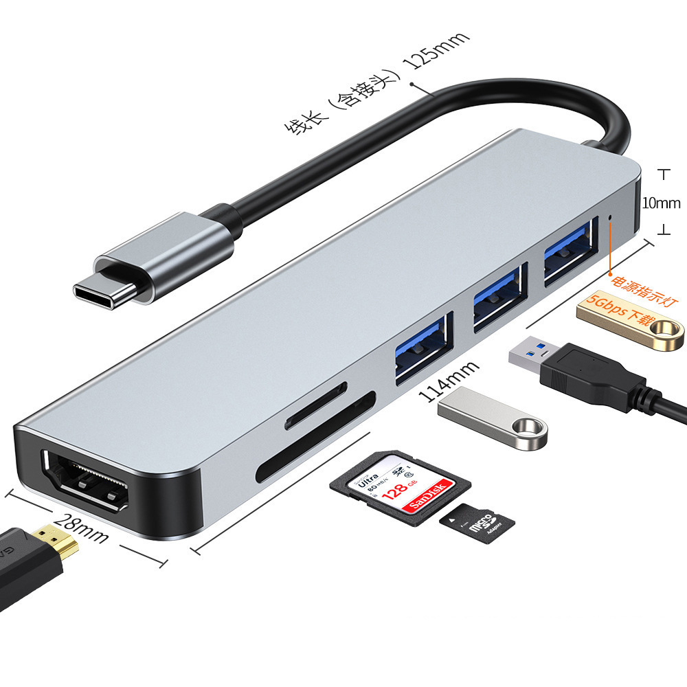 High Quality 4k60hz Multi Function ssd Docking Station Usb Usb Type C Hub 6 In 1 Usb Hub Multi Function Adapter Docking Station