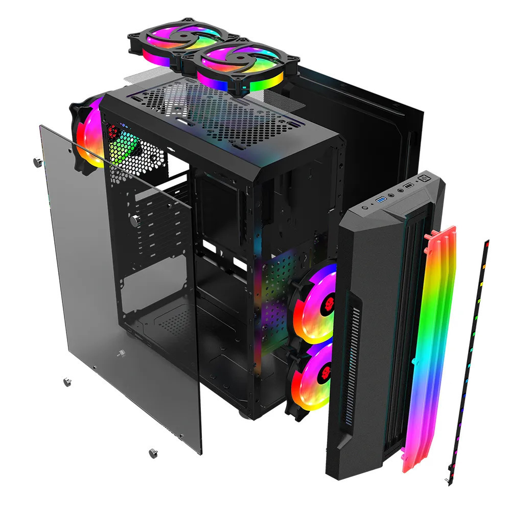 OEM Tempered Glass ATX Smart Case Desktop computer box cheapest Gaming Pc Case Computer housing for gamers computer pc towers