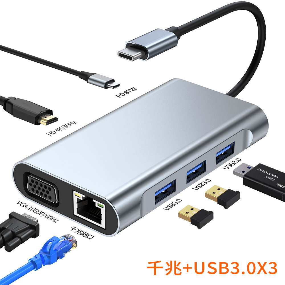 High Quality 4k60hz Multi Function ssd Docking Station Usb Usb Type C Hub 6 In 1 Usb Hub Multi Function Adapter Docking Station