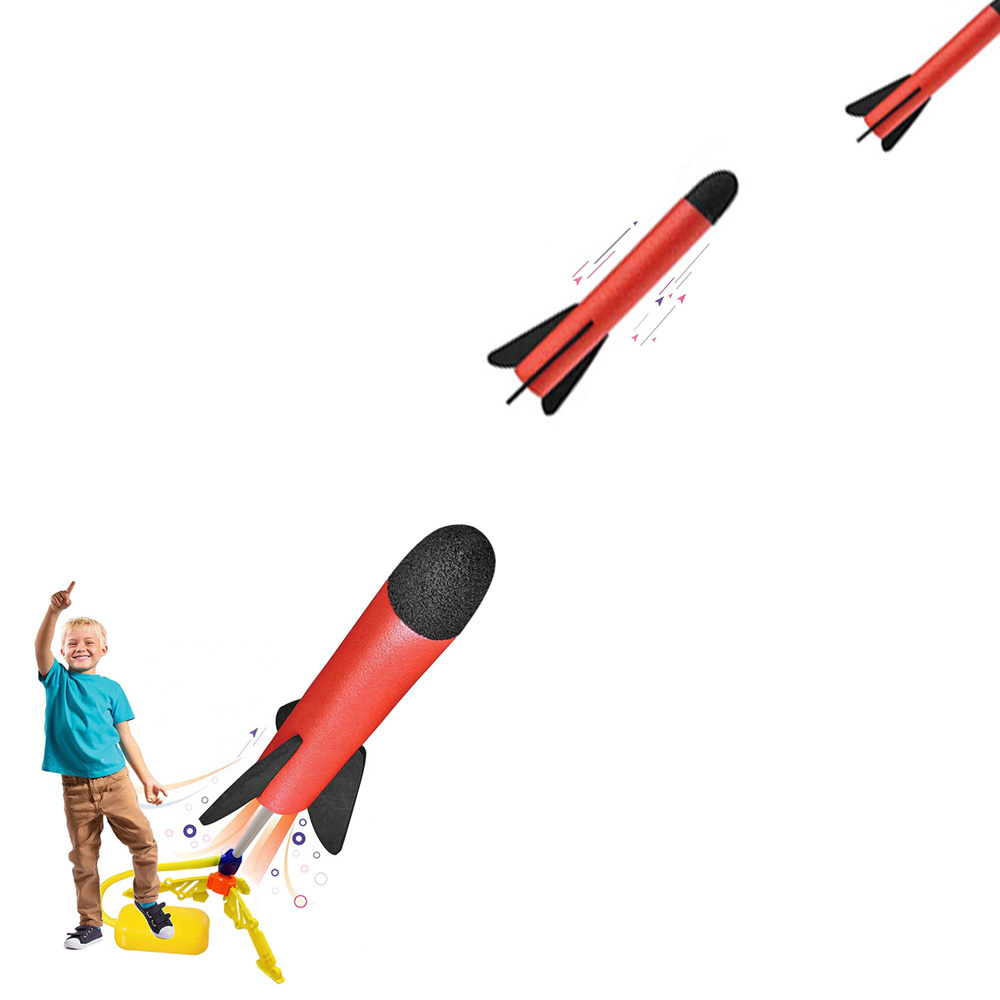 Hot-selling toy rocket launcher children outdoor stepping on air pressure foam launch rocket toy with foot launch pad