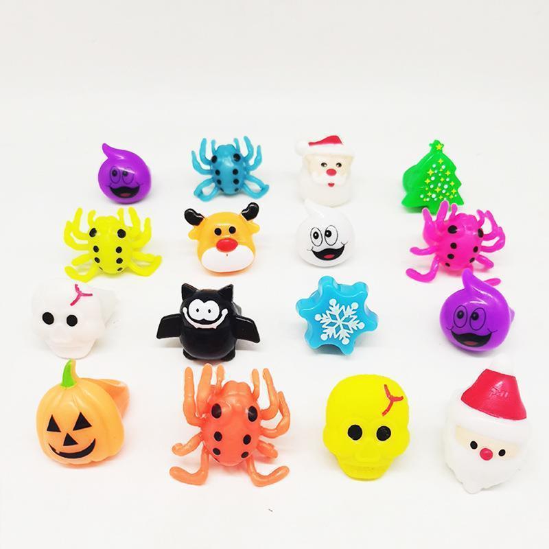 Hot selling Christmas Halloween glowing ring toys Flashing pumpkin Christmas tree elk flashing ring children's toys