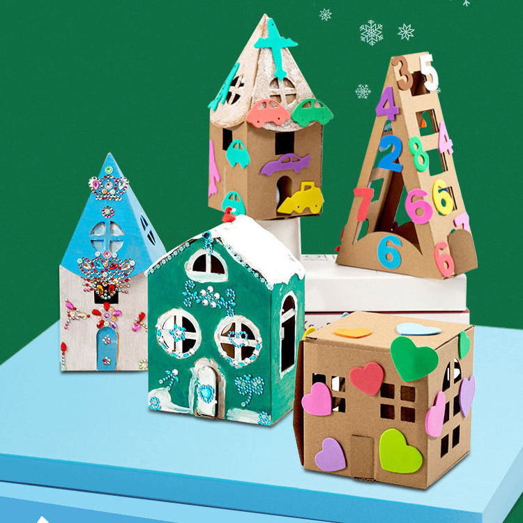 Christmas Cookie House Decoration Children DIY Luminous House Christmas House Handmade Material Bag Gift