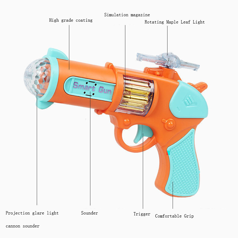 Hot sale of new electric pistol toys Children's electric flash music projection pistol Children's toy gun