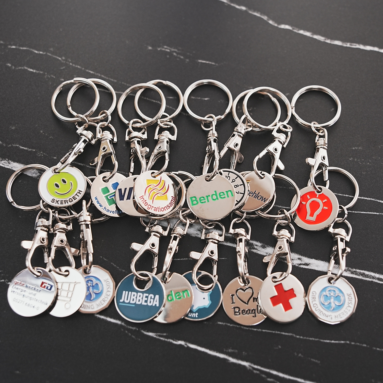 Manufacturer Promotional Free Design Shopping Cart Metal Token Trolley Coin Holder Keychain With Logo For Sale