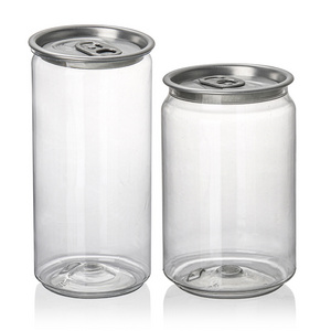 250 ml 350 ml 400 ml 500 ml 650 ml 750 ml Hot sale transparent PET can plastic can drink soda coffee beverages can