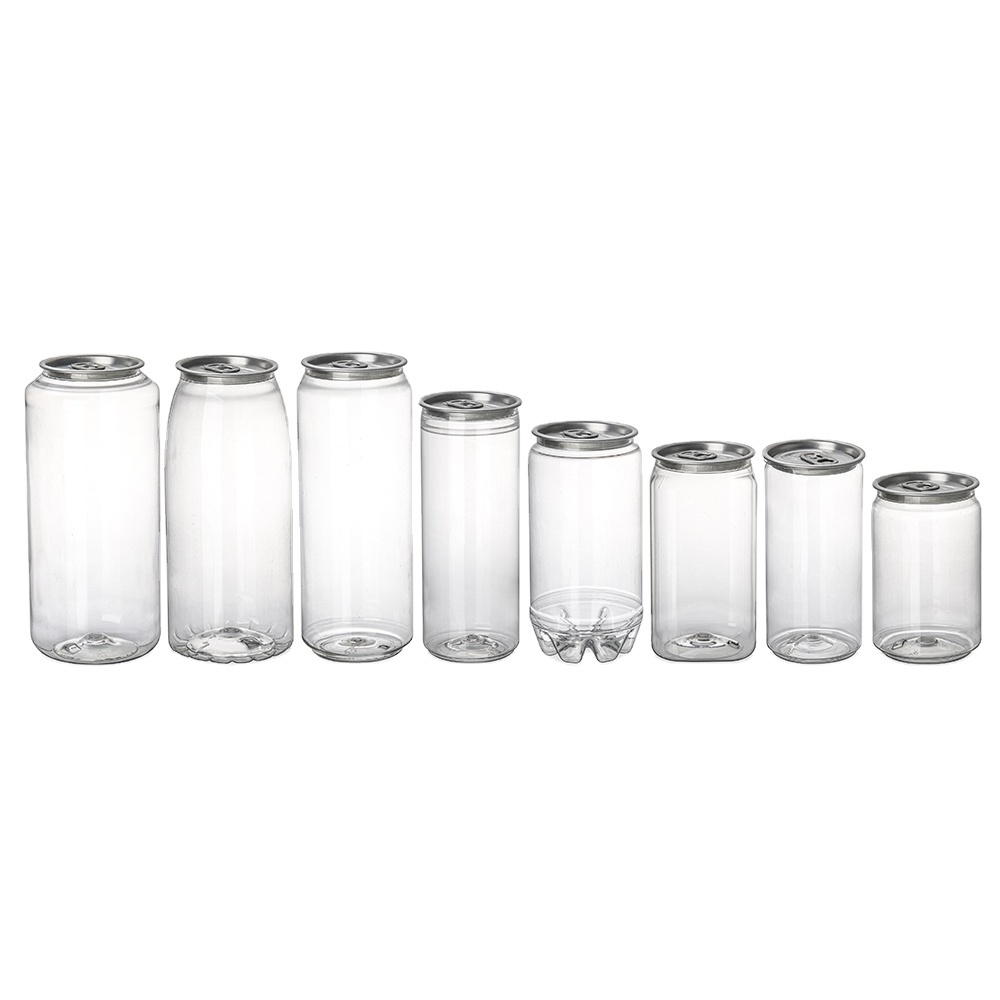 250 ml 350 ml 400 ml 500 ml 650 ml 750 ml Hot sale transparent PET can plastic can drink soda coffee beverages can