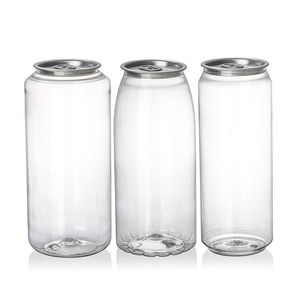 250 ml 350 ml 400 ml 500 ml 650 ml 750 ml Hot sale transparent PET can plastic can drink soda coffee beverages can