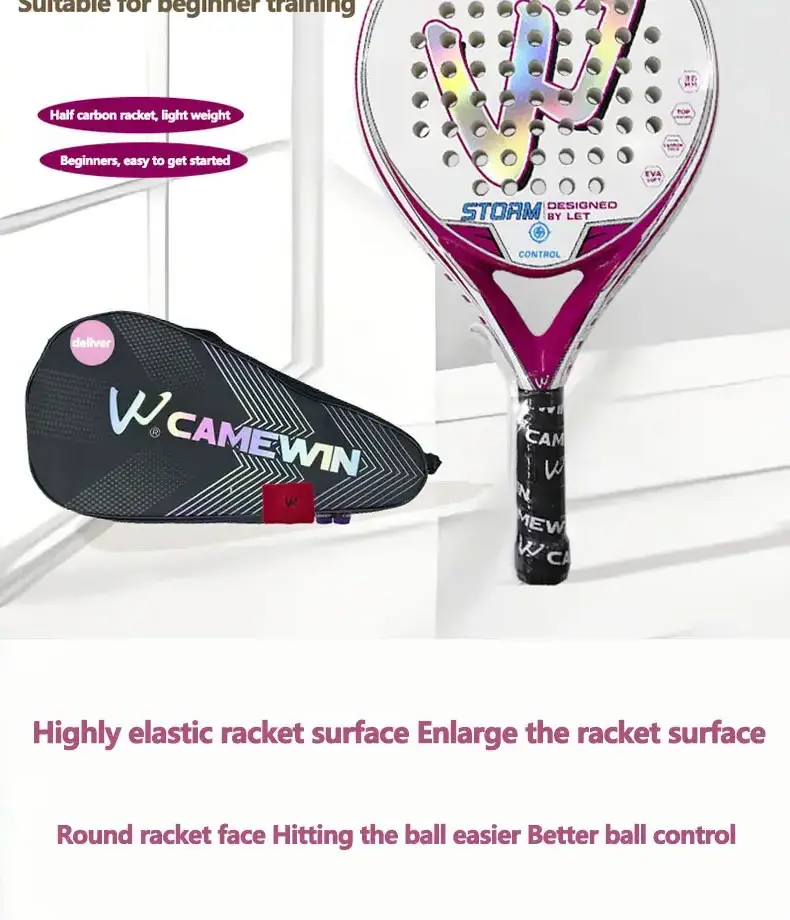 CAMEWIN Padel racket Ladies  50% carbon fiber 50% glass fiber Beach tennis racket Carbon fiber tennis racket The new