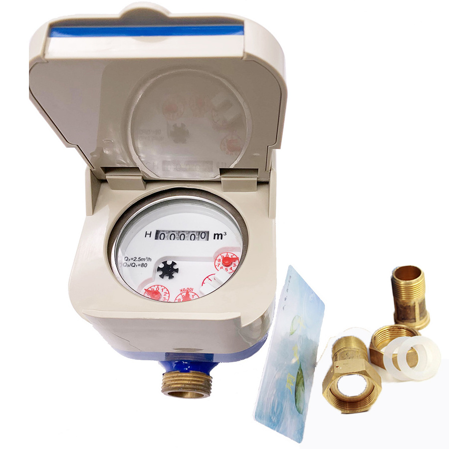 Wet-Dail IC/RF card prepaid smart digital  valve control water meter with smart card