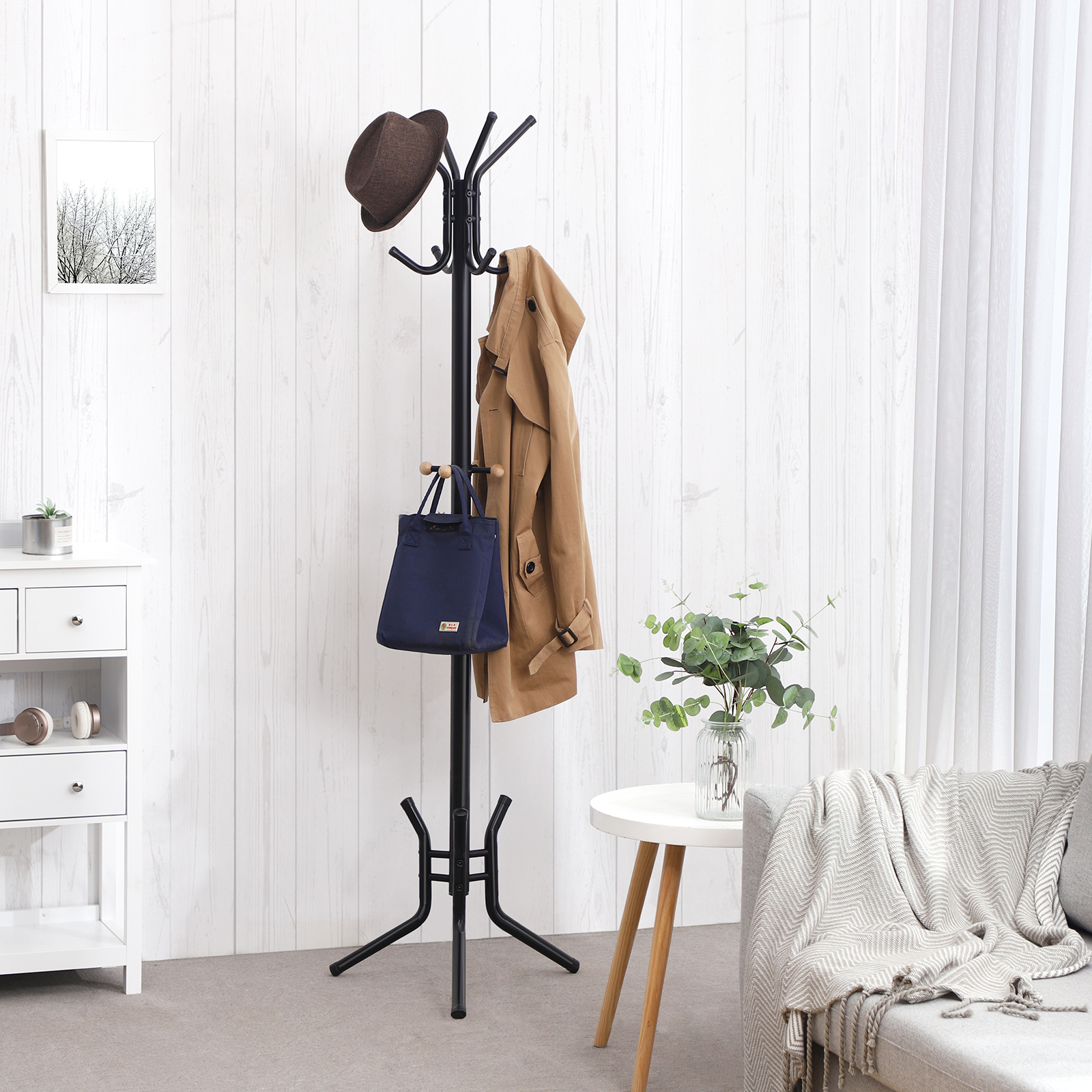 182 Cm Tall Free Stand Hall Tree Metal Clothes Racks And Stands Hat Handbag Hanger Coat Rack Clothes Stand tanggula