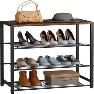 Tanggula A narrow and thin metal shoe rack with 4-layer shoe storage at the entrance of the closet