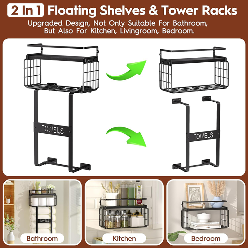 Tanggula metal square tube towel rack, with shelves and 3 hooks towel rack, bathtub vertical towel rack for sale