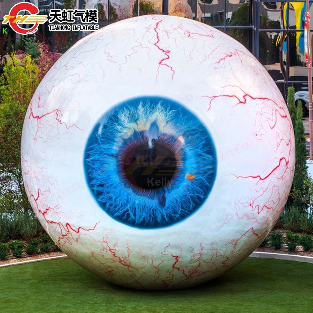 Free Door Shipping 5m Dia Giant Inflatable Eyeball Balloon Scary Decoration for Halloween with Light and Compressor