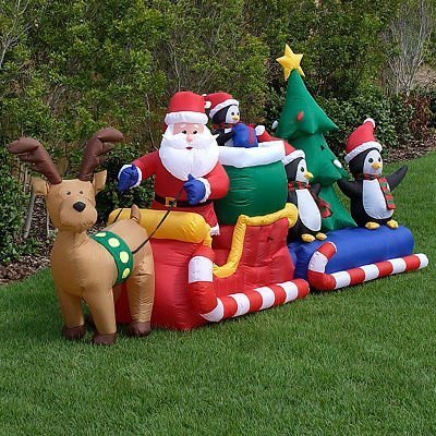 4 meters giant inflatable skiing Santa Claus character lovely outdoor inflatable santa claus for christmas decoration