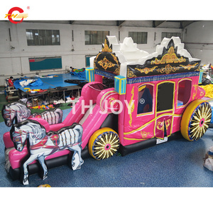 Popular Princess carriage inflatable castle slide combo bounce house jumping castle for rent