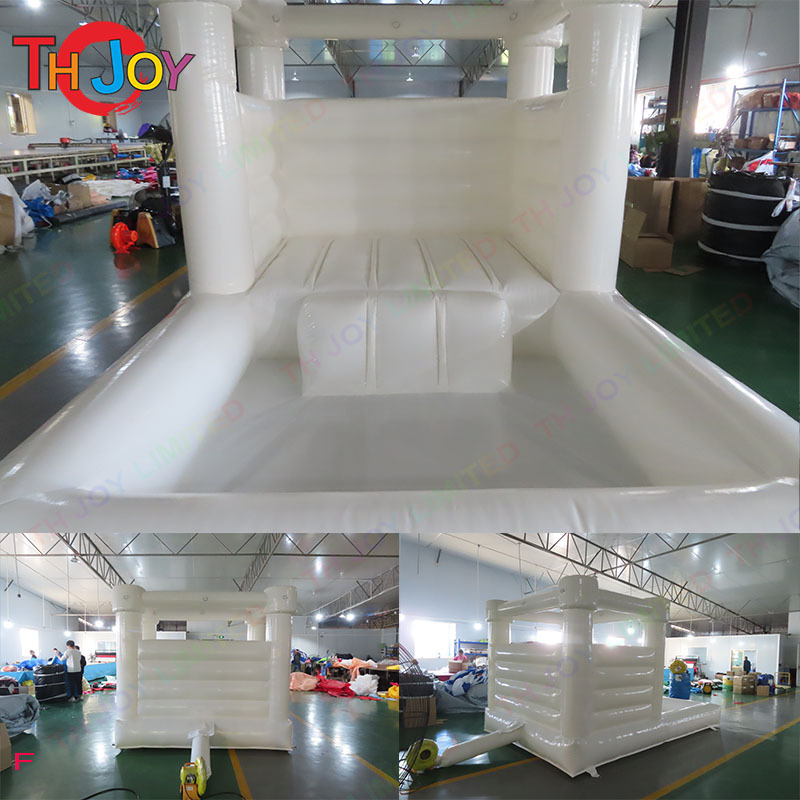 4x2.5m White toddler bounce house with ball pool Mini inflatable bounce castle for rental