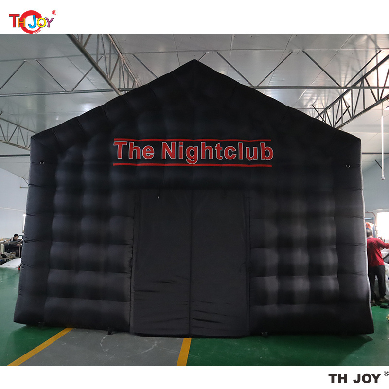 Free Air Shipping Commercial Black Portable LED disco light night club tent Inflatable Cube Party Tent inflatable nightclub