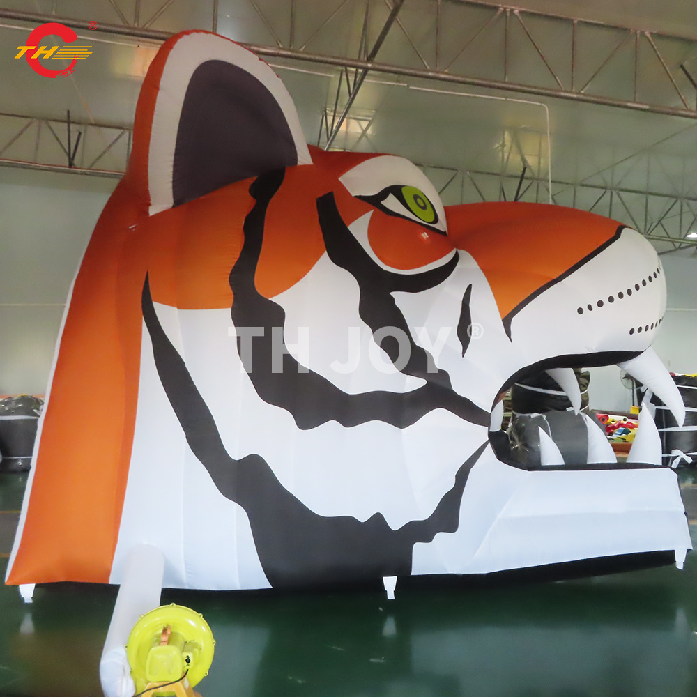 Inflatable sports football tiger mascot tunnel for sports Inflatable Tiger Head Sports Tunnel