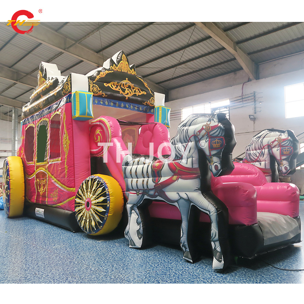 Popular Princess carriage inflatable castle slide combo bounce house jumping castle for rent