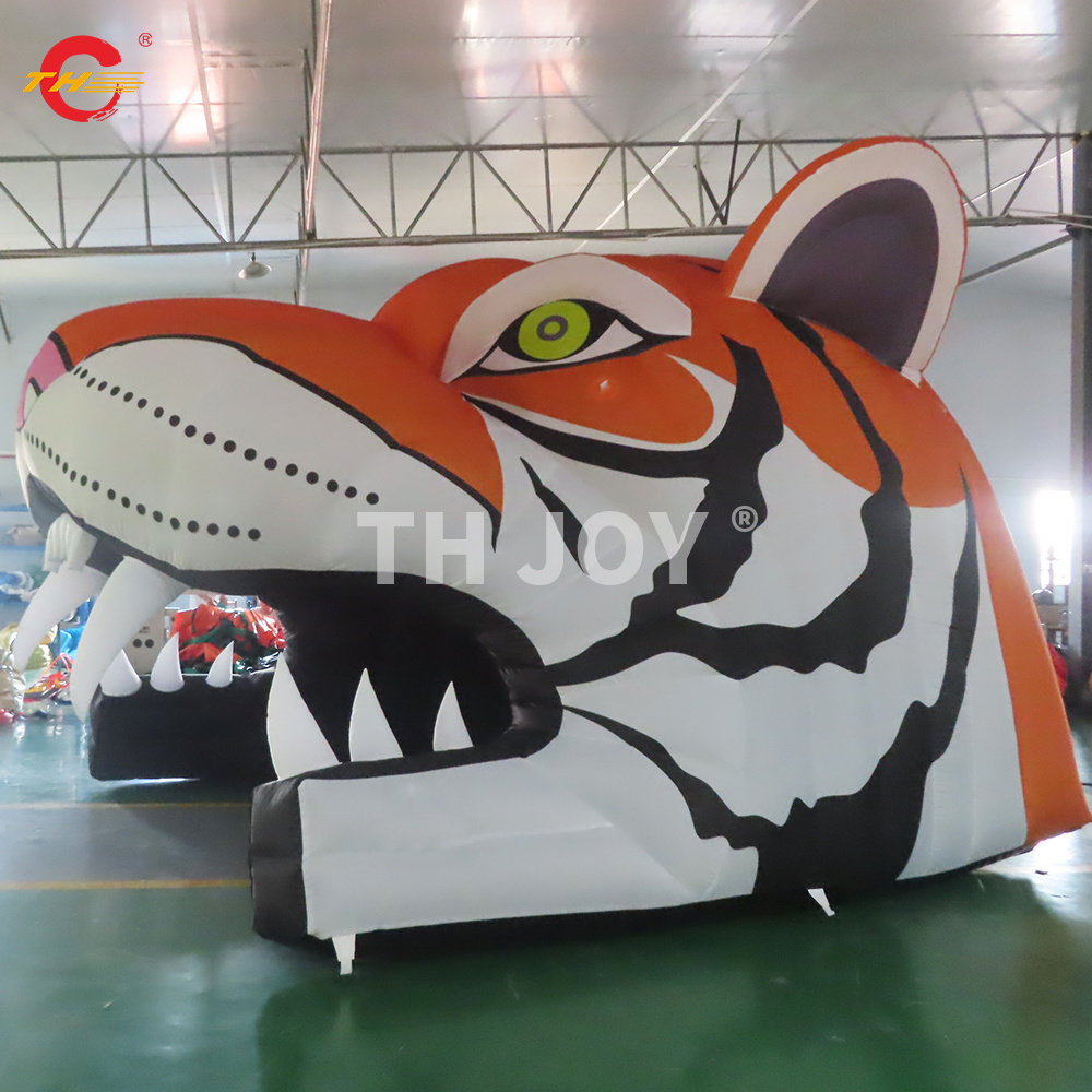 Inflatable sports football tiger mascot tunnel for sports Inflatable Tiger Head Sports Tunnel