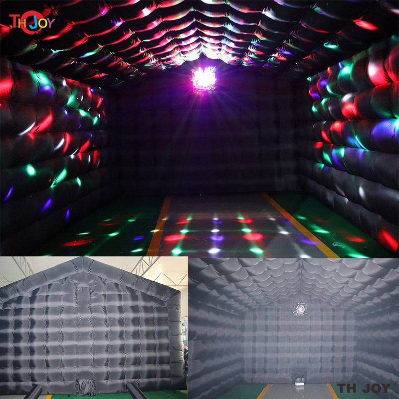 Free Air Shipping Commercial Black Portable LED disco light night club tent Inflatable Cube Party Tent inflatable nightclub