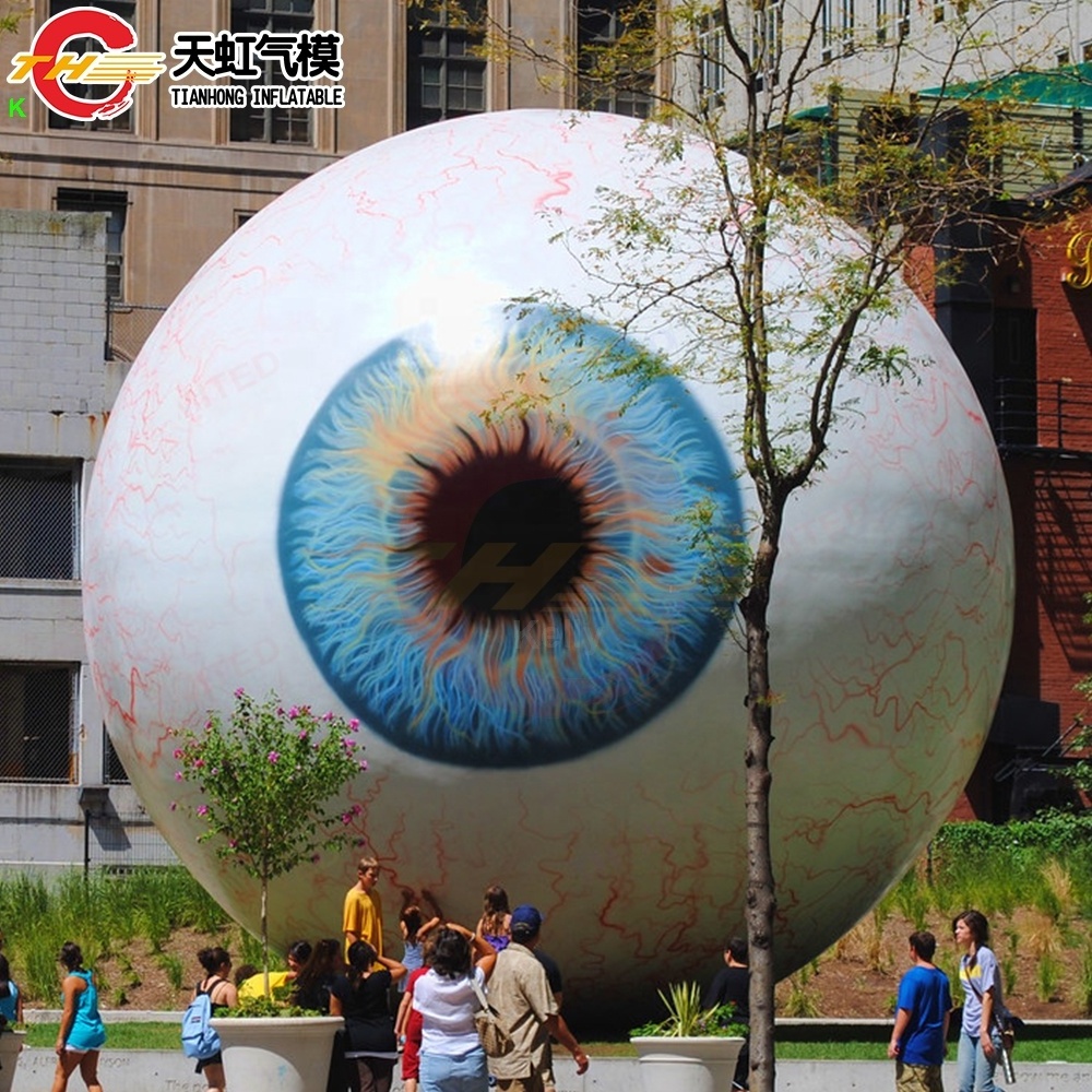 Free Door Shipping 5m Dia Giant Inflatable Eyeball Balloon Scary Decoration for Halloween with Light and Compressor