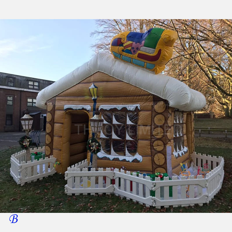 Free Shipping! 3X3x3mh Durable Christmas Decoration Outdoor Inflatable Santa House Santa Grotto For Party