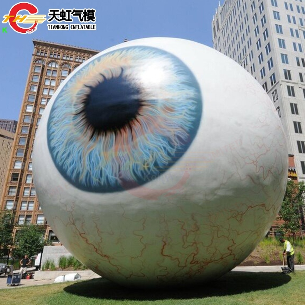 Free Door Shipping 5m Dia Giant Inflatable Eyeball Balloon Scary Decoration for Halloween with Light and Compressor