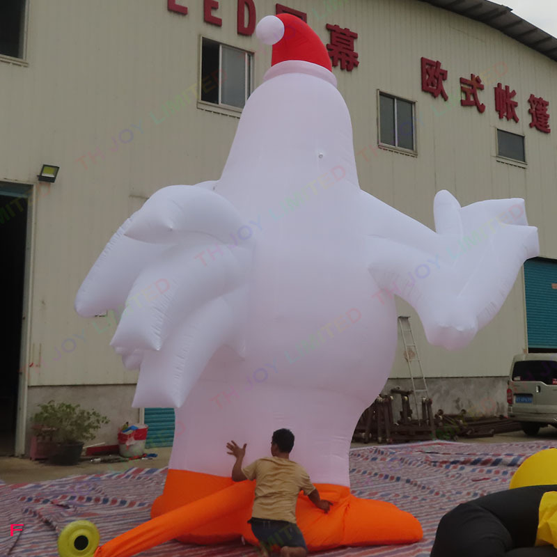 6m 20ft tall Hot sale  giant inflatable Christmas chicken with hat for advertising