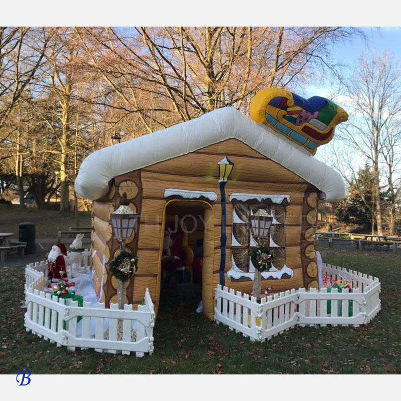 Free Shipping! 3X3x3mh Durable Christmas Decoration Outdoor Inflatable Santa House Santa Grotto For Party