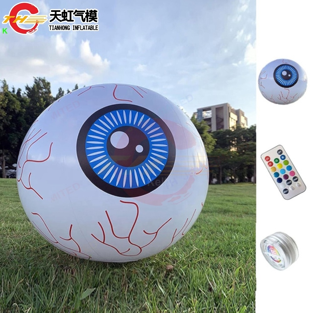 Free Door Shipping 5m Dia Giant Inflatable Eyeball Balloon Scary Decoration for Halloween with Light and Compressor