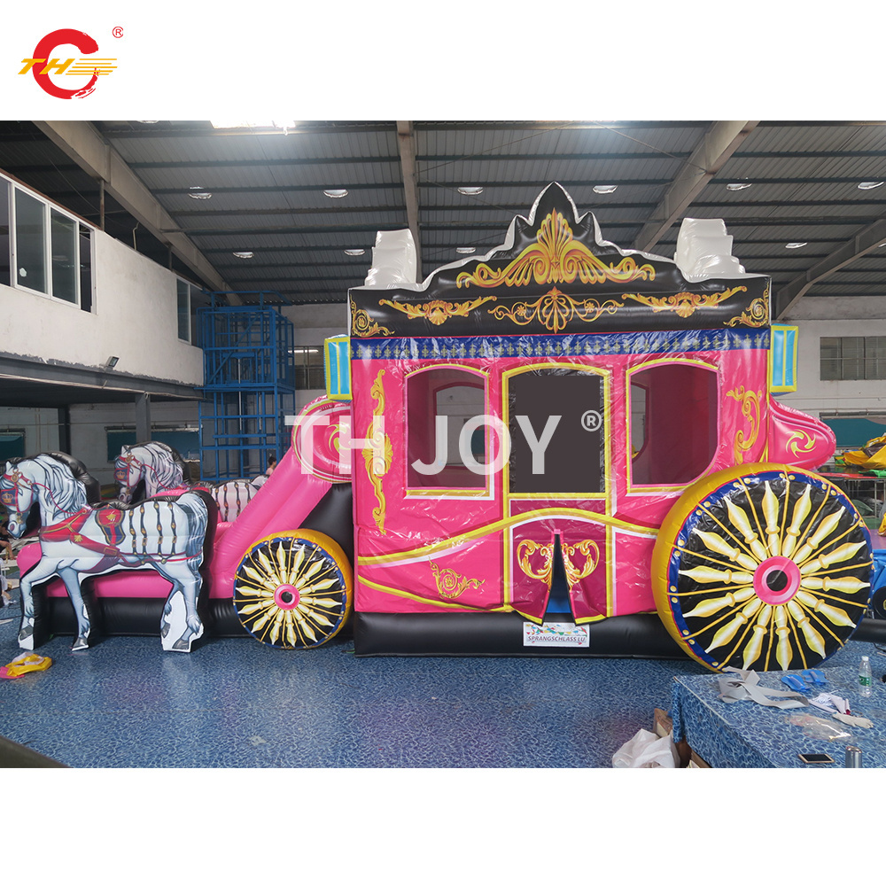 Popular Princess carriage inflatable castle slide combo bounce house jumping castle for rent