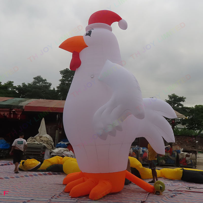 6m 20ft tall Hot sale  giant inflatable Christmas chicken with hat for advertising