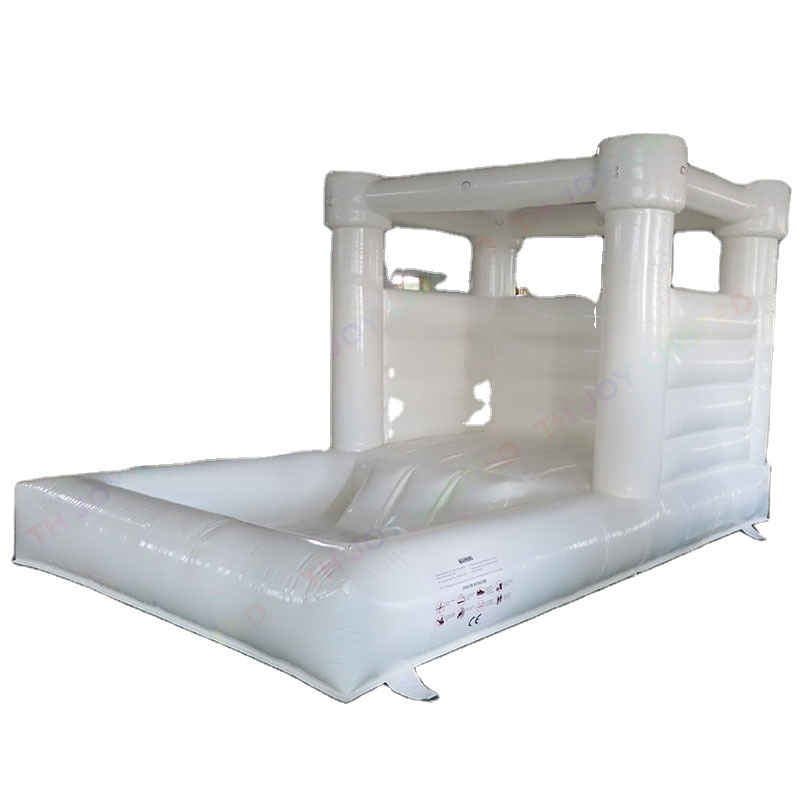 4x2.5m White toddler bounce house with ball pool Mini inflatable bounce castle for rental