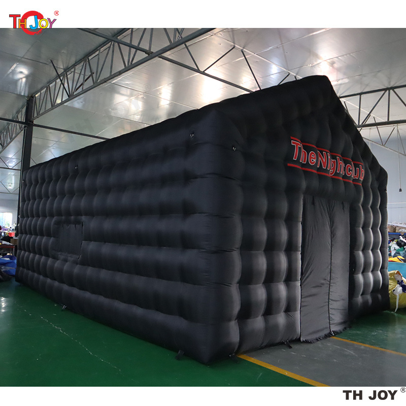 Free Air Shipping Commercial Black Portable LED disco light night club tent Inflatable Cube Party Tent inflatable nightclub