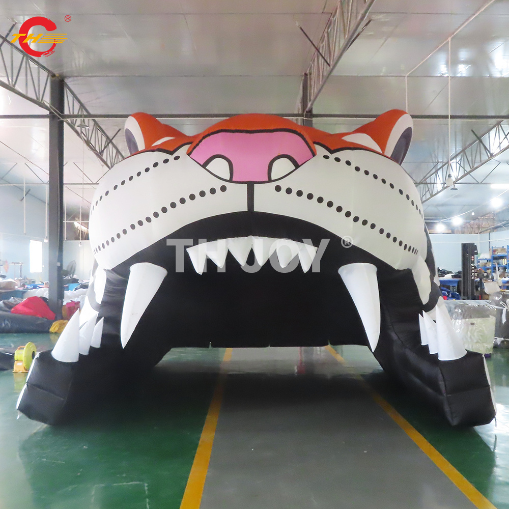 Inflatable sports football tiger mascot tunnel for sports Inflatable Tiger Head Sports Tunnel