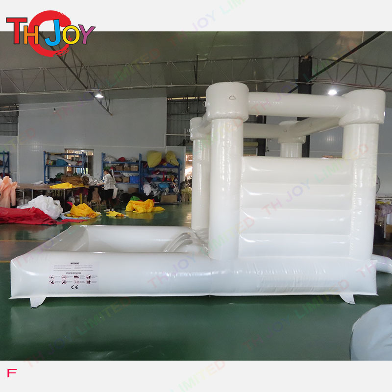 4x2.5m White toddler bounce house with ball pool Mini inflatable bounce castle for rental