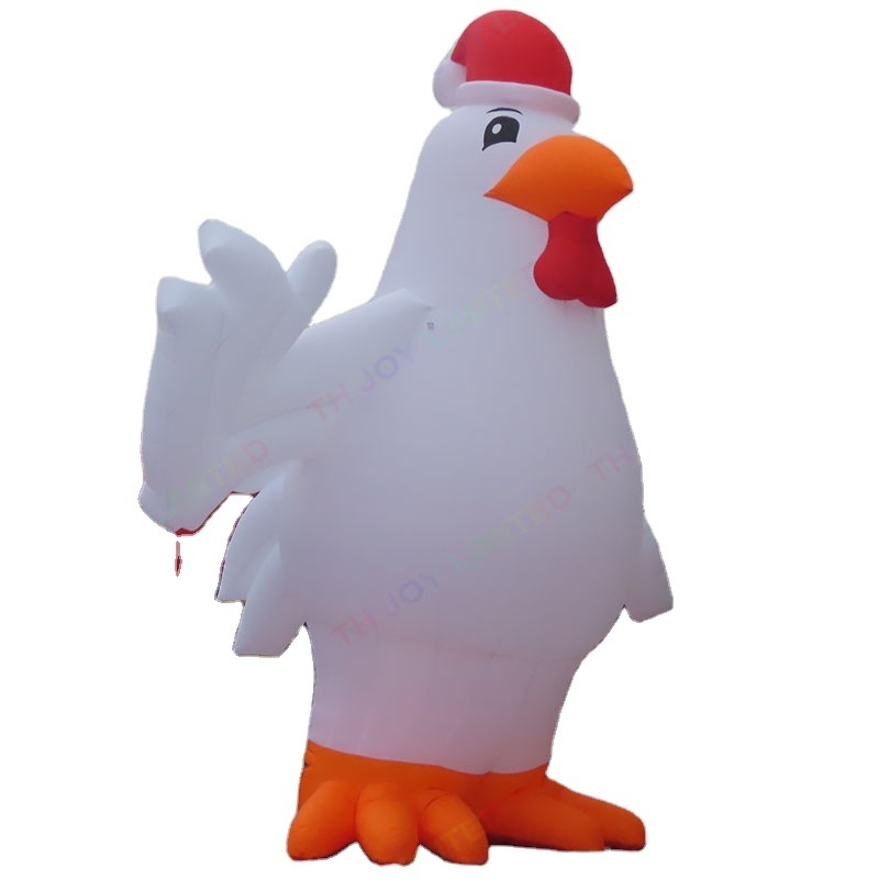 6m 20ft tall Hot sale  giant inflatable Christmas chicken with hat for advertising