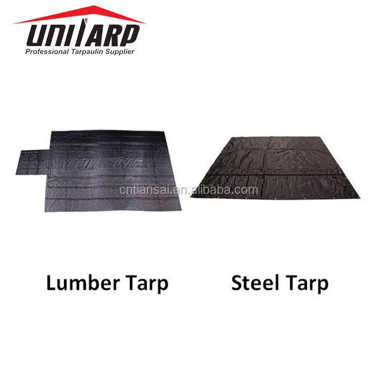 18OZ Lumber Tarps 24'x18' with 8' Drop Steel Tarps Flatbed Truck Tarps