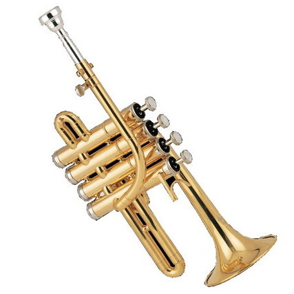 Popular Grade Cupronickel with nickel plated piston Gold lacquer Piccolo Trumpet Wholesale Professional Musical Instrument OEM