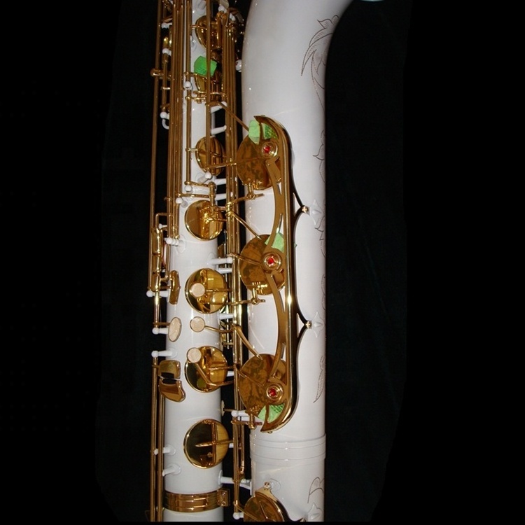 High grade White Color body Gold lacquer key Baritone Saxophone