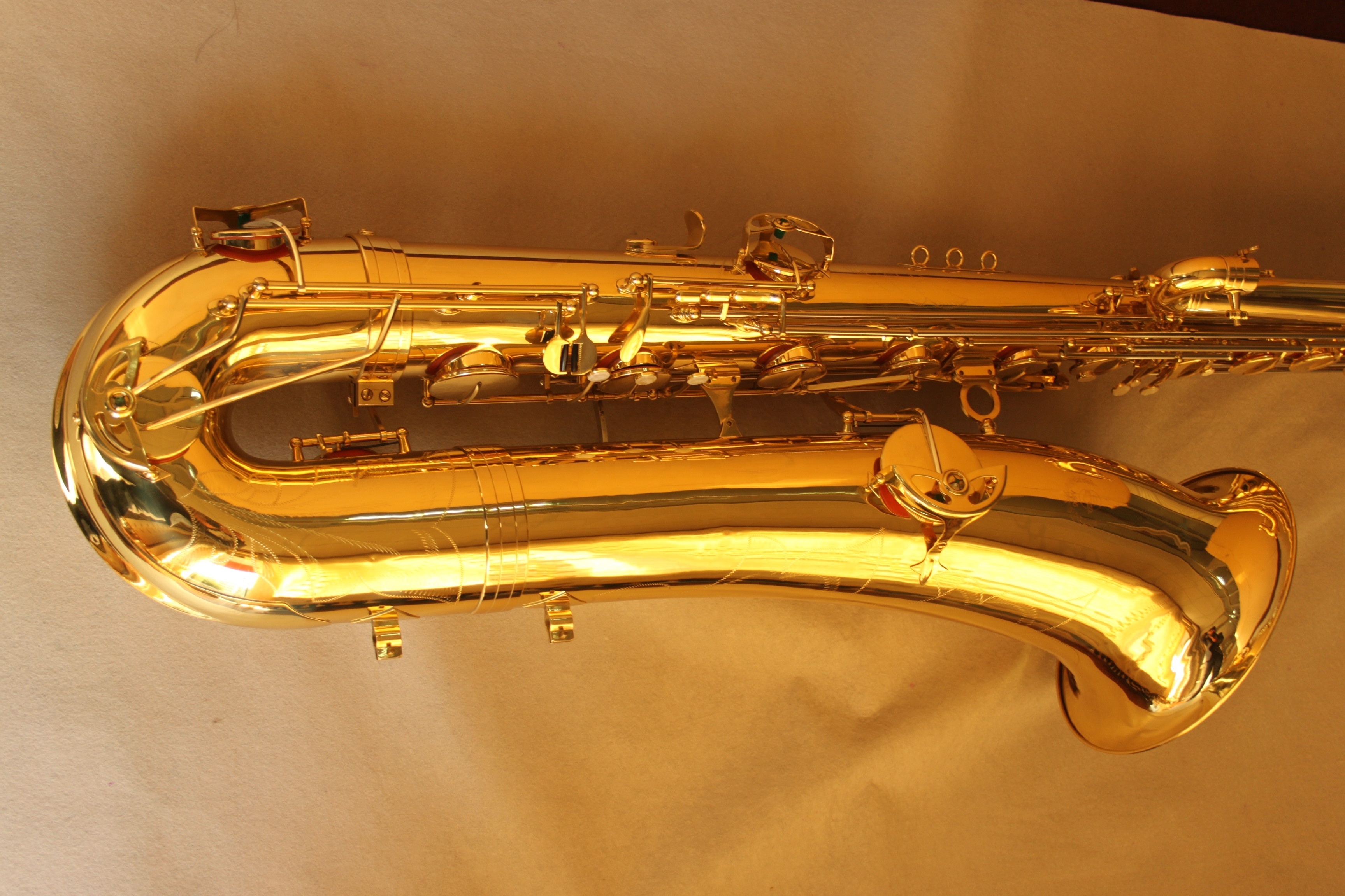 High Grade Professional Gold Lacquer Tone Bb Bass Saxophone