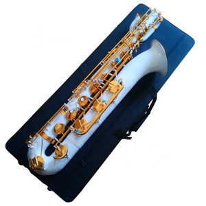 High grade White Color body Gold lacquer key Baritone Saxophone