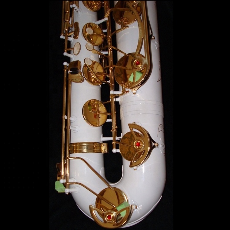 High grade White Color body Gold lacquer key Baritone Saxophone